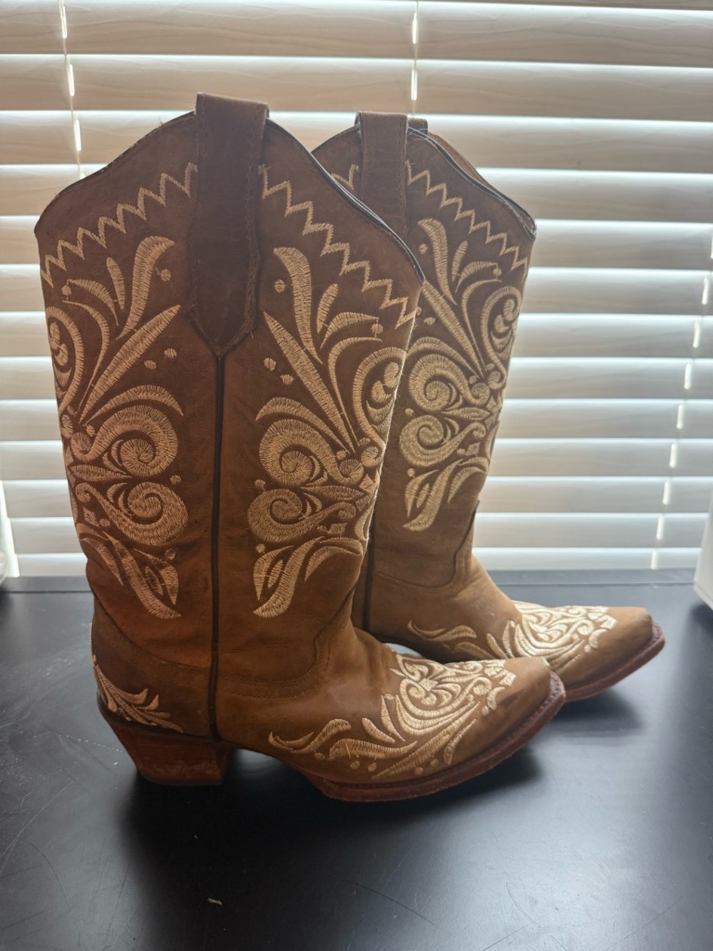 Circle G Brown Western Embroidered Heeled Cowboy Boots